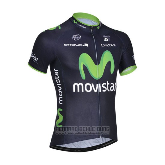 2014 Fahrradbekleidung Movistar Shwarz Trikot Kurzarm und Tragerhose